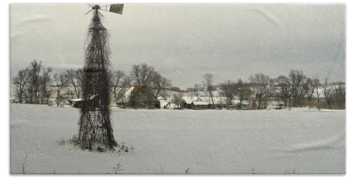 Barns Bath Towel featuring the photograph Winter On The Farm #1 by Ed Peterson
