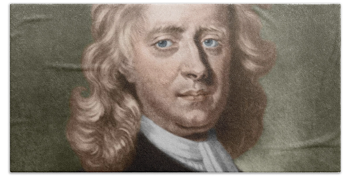 Science Bath Towel featuring the photograph Isaac Newton, English Polymath #10 by Science Source