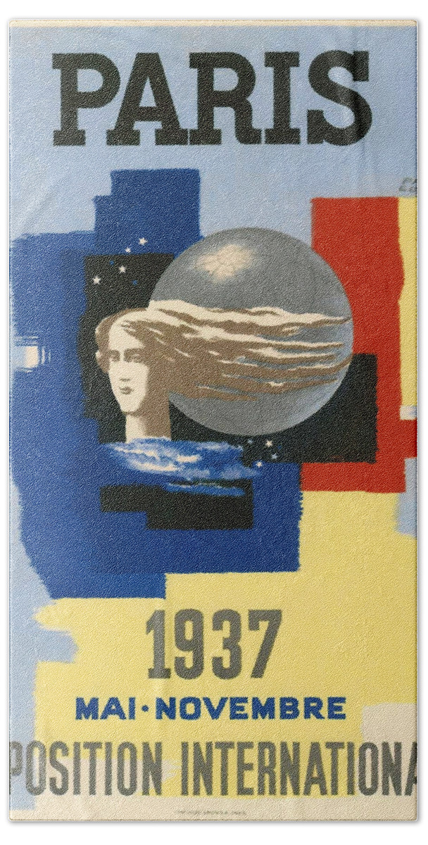 1937 Paris Exposition Bath Towel featuring the digital art 1937 Paris Exposition by Georgia Clare