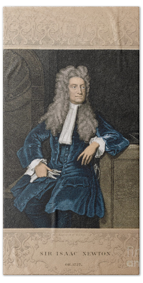 Sir Isaac Newton Bath Towel featuring the photograph Isaac Newton, English Polymath #26 by Science Source