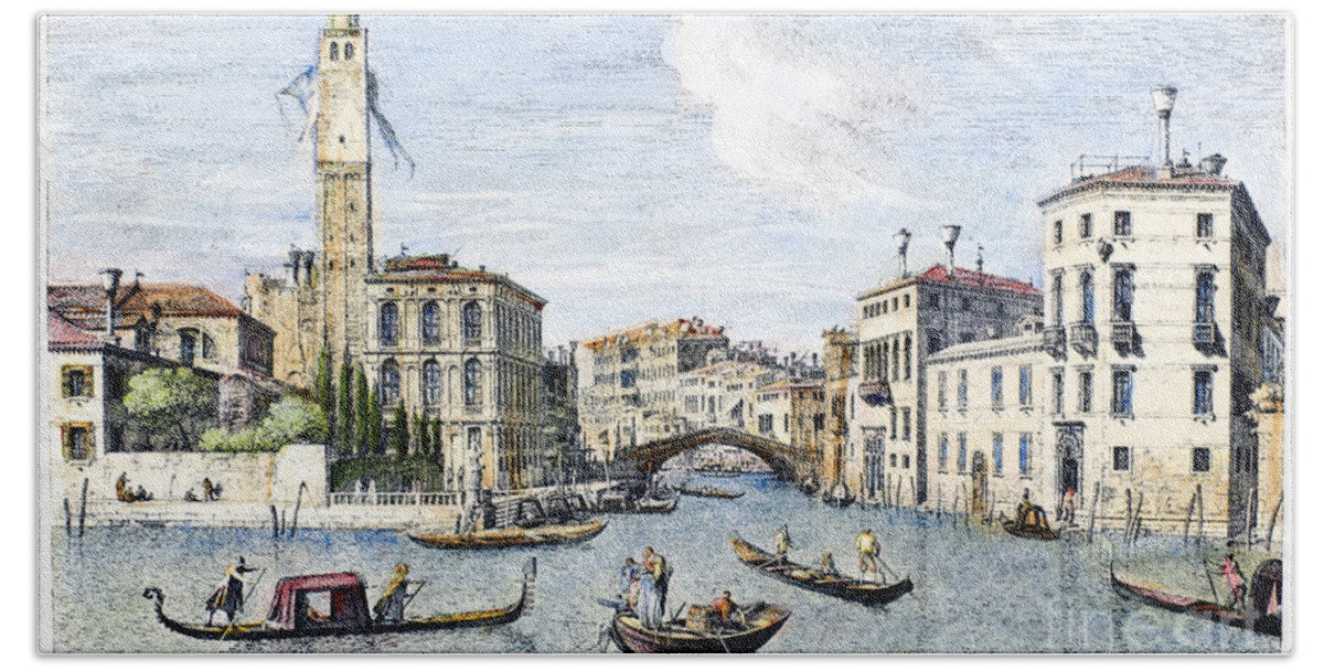 1742 Hand Towel featuring the photograph Venice: Grand Canal, 1742 #3 by Granger