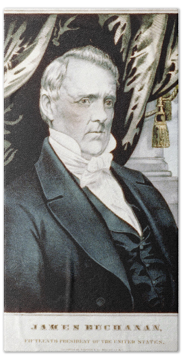 Government Bath Towel featuring the photograph James Buchanan, 15th American President #4 by Photo Researchers