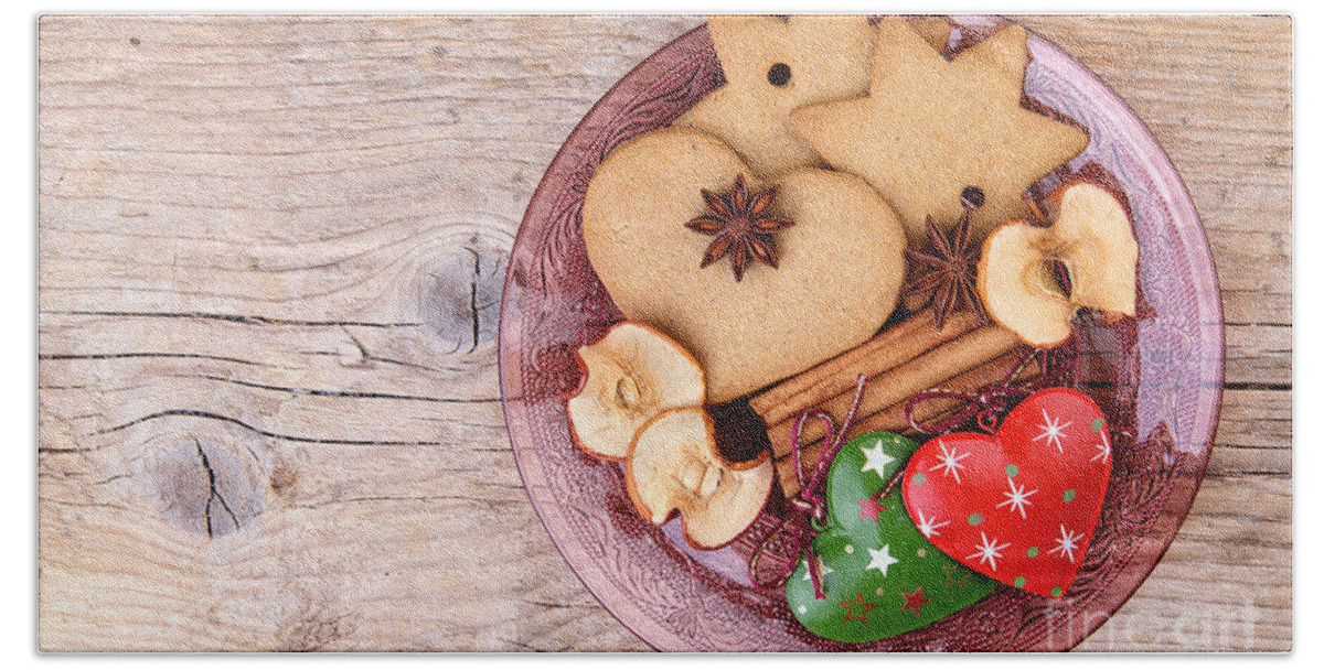 Ginger Hand Towel featuring the photograph Christmas Gingerbread #5 by Nailia Schwarz