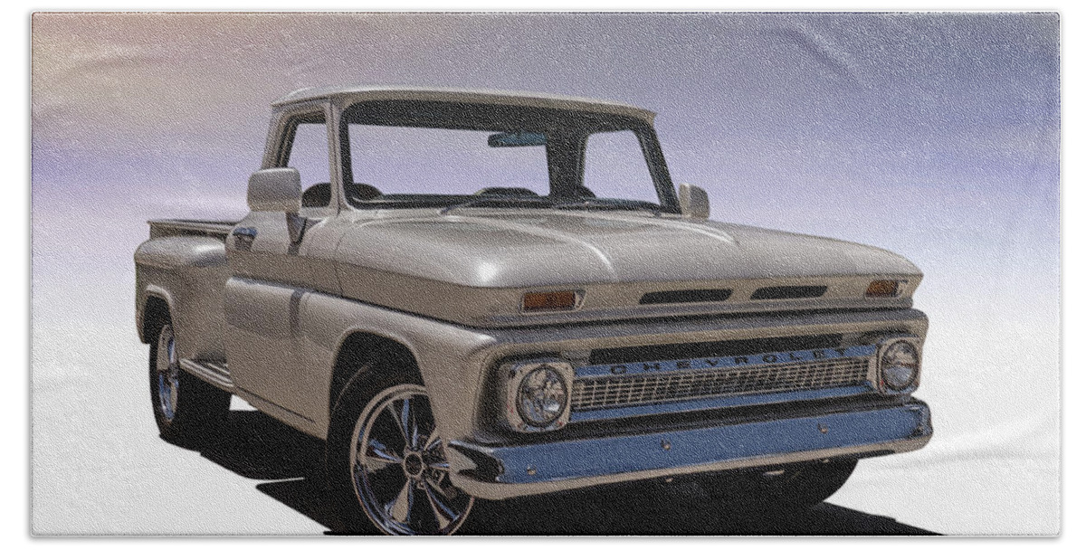 Chevrolet Bath Sheet featuring the digital art '66 Chevy Pickup by Douglas Pittman