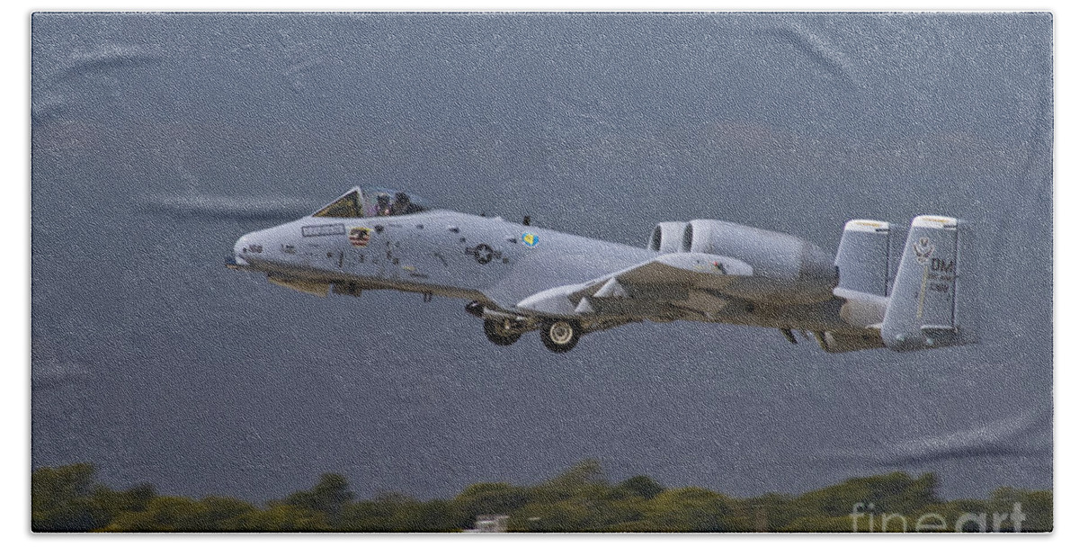 Usaf Bath Towel featuring the photograph A-10 Thunderbolt Takeoff by Tim Mulina