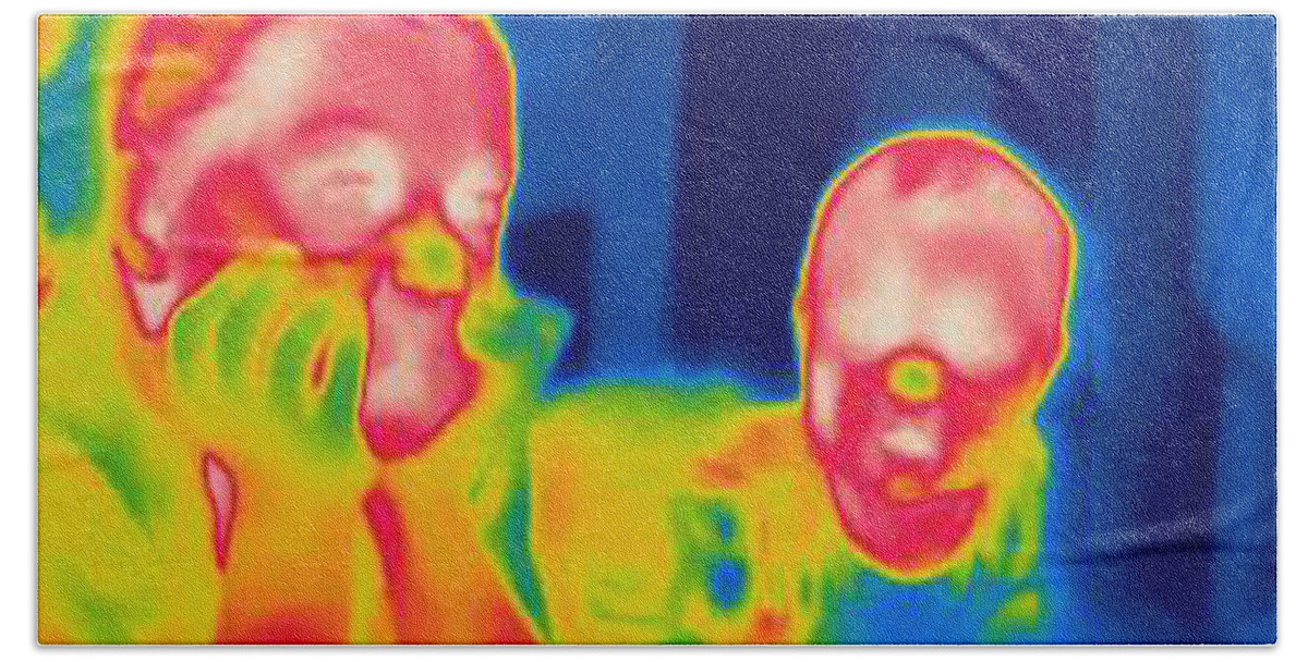 Thermogram Bath Towel featuring the photograph A Thermogram Of Two Children by Ted Kinsman