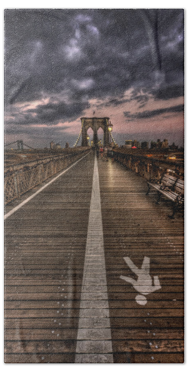 Bridge Hand Towel featuring the photograph A Touch Of Evening Glow by Evelina Kremsdorf