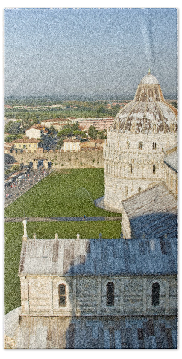 Leaning Tower Bath Towel featuring the photograph A View from the Bell Tower of Pisa by Richard Henne