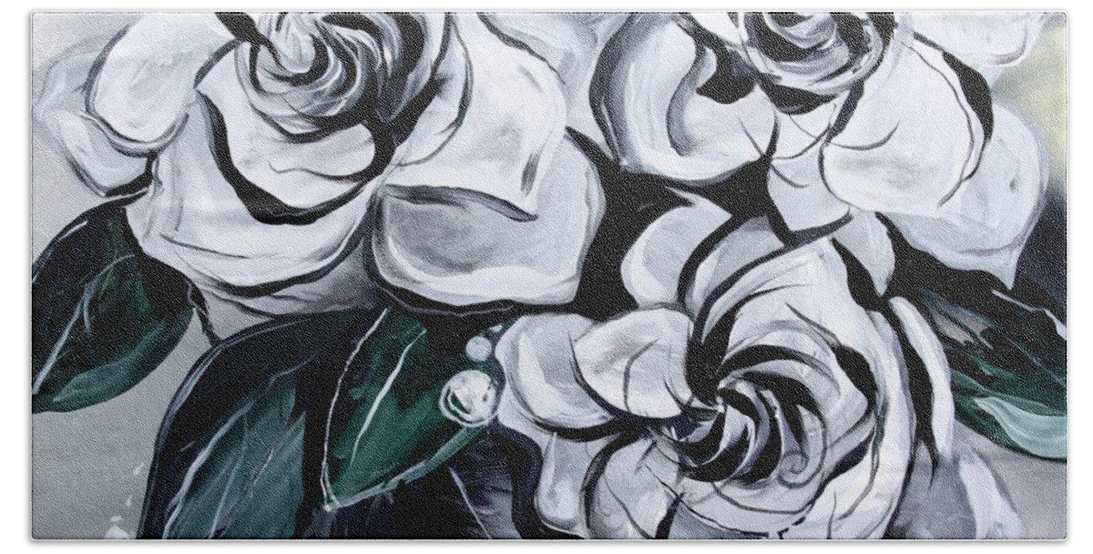 Gardenias Bath Towel featuring the painting Abstract Gardenias by J Vincent Scarpace