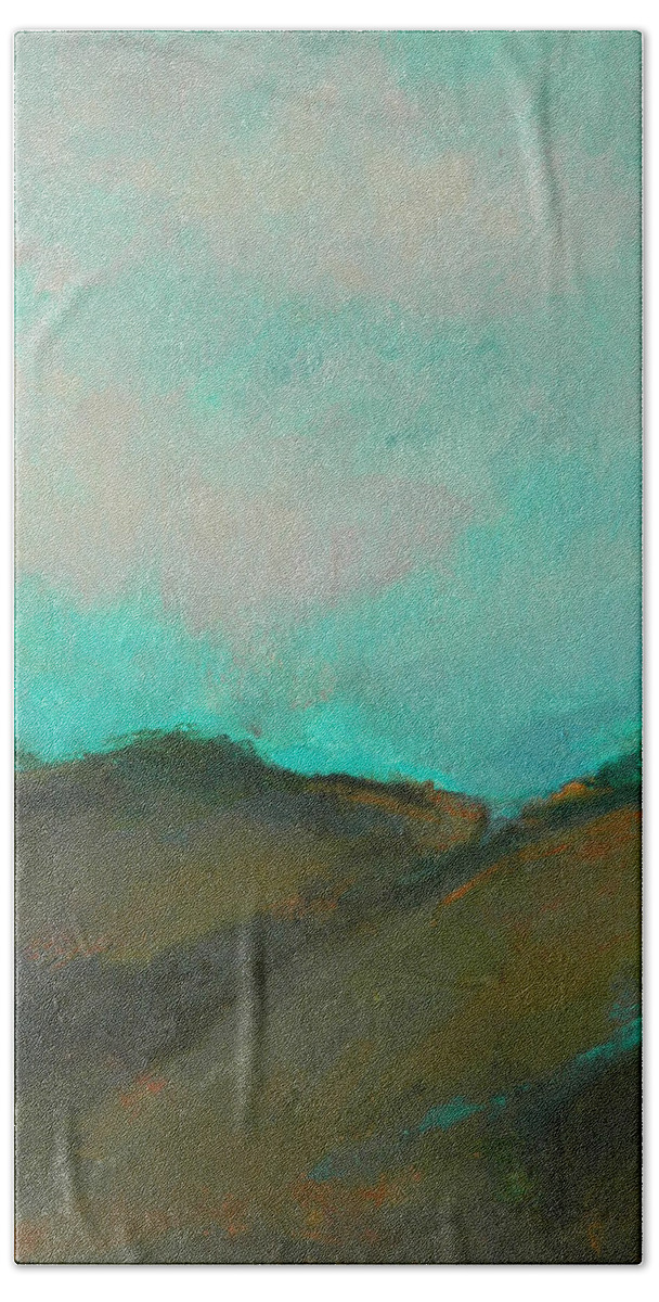 Landscape Hand Towel featuring the photograph Abstract Landscape - Turquoise Sky by Kathleen Grace