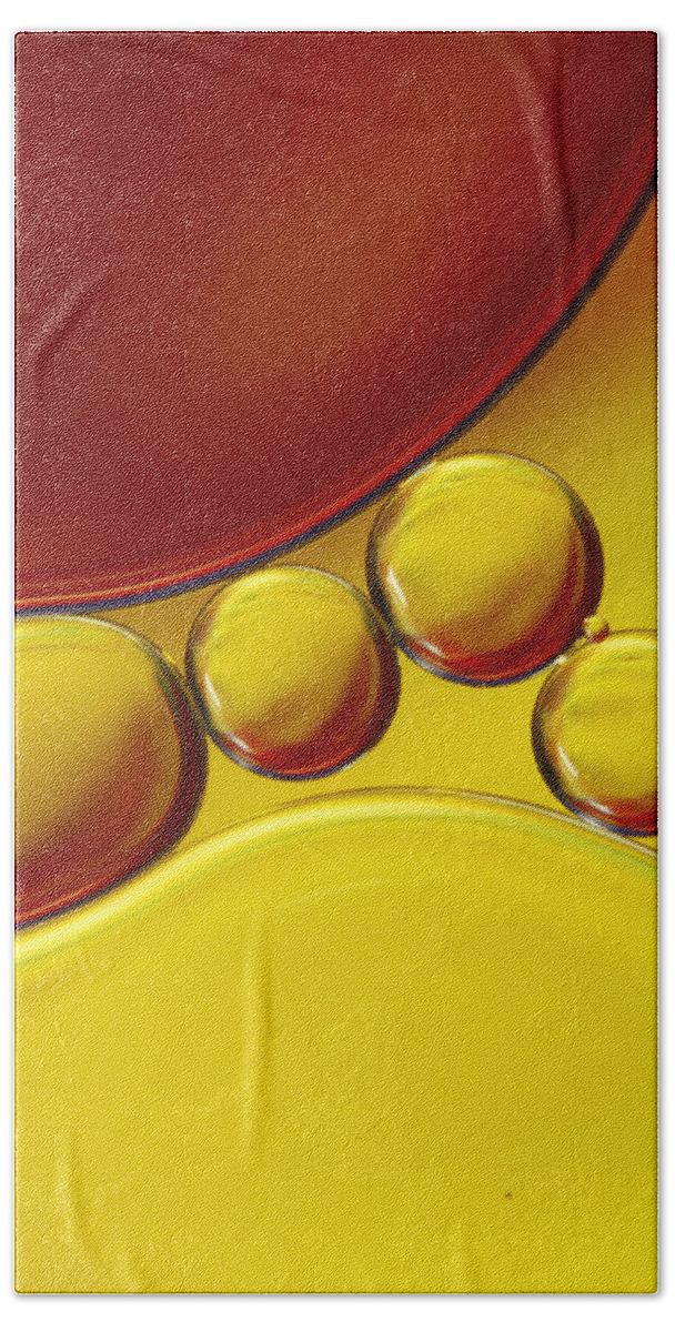 Oil Bath Towel featuring the photograph Abstract Oil Drops II by Sharon Johnstone