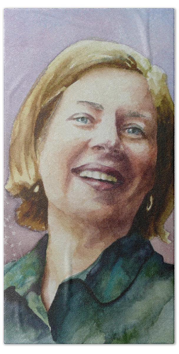 Portrait Painting Hand Towel featuring the painting Adrienne by Anne Gifford