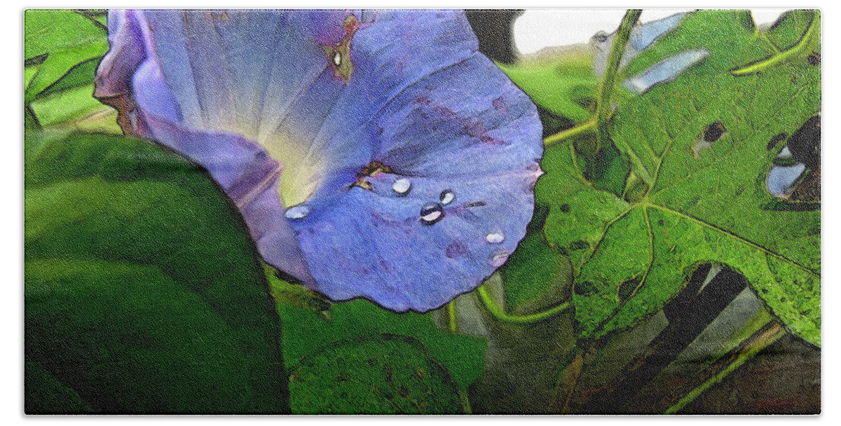 Botanical Hand Towel featuring the digital art Aging Morning Glory by Debbie Portwood