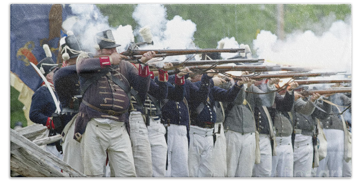 War Of 1812 Bath Towel featuring the photograph American Firing Line by JT Lewis