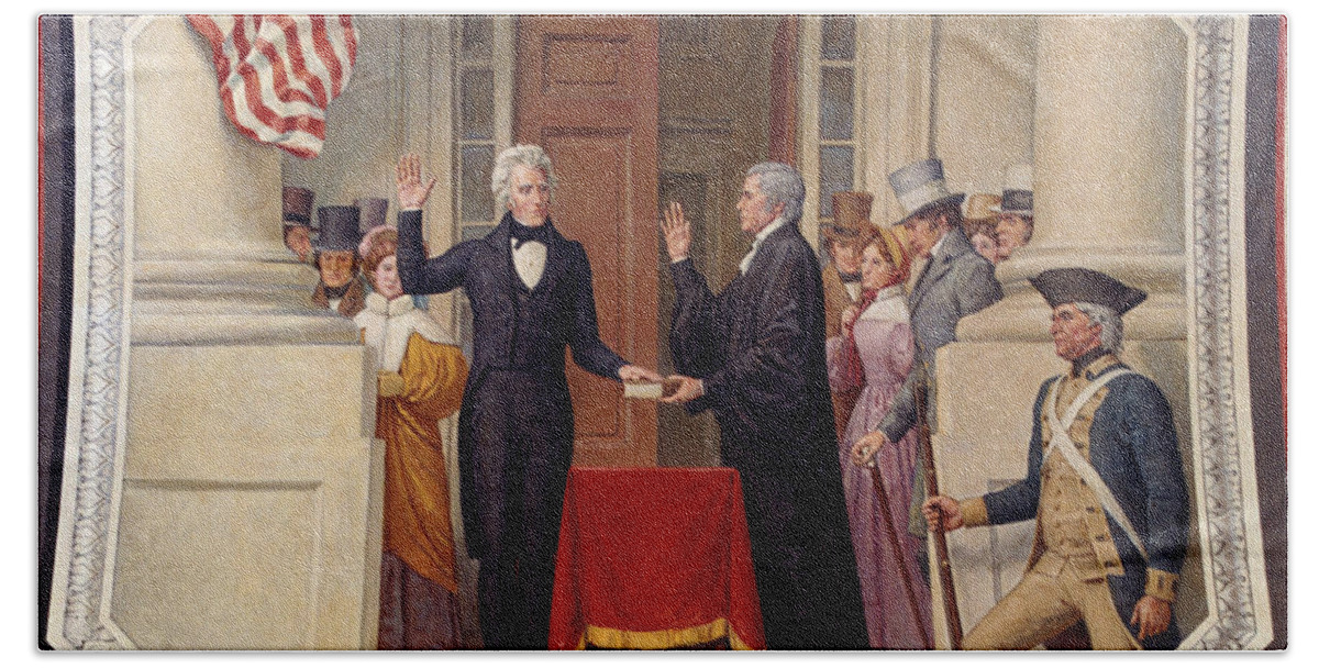 andrew Jackson Bath Towel featuring the photograph Andrew Jackson at the First Capitol Inauguration - c 1829 by International Images
