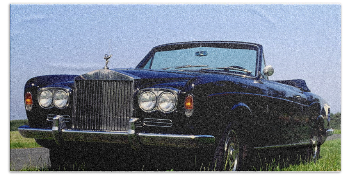 Antique Rolls Royce Convertible Car Hand Towel featuring the photograph Antique Rolls Royce by Sally Weigand