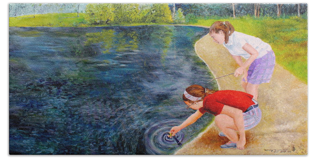 Leprechaun Bath Towel featuring the painting Baptizing The Leprechaun by Larry Whitler
