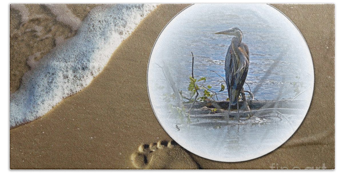 Color Photography Bath Towel featuring the photograph Beached Heron by Sue Stefanowicz