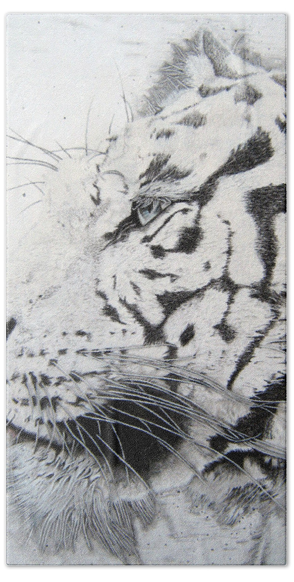  Tigers Paintings Hand Towel featuring the drawing Bengala by Mayhem Mediums