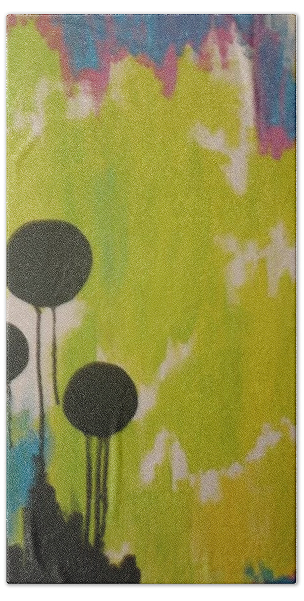 Circles Hand Towel featuring the painting Black Circles by Samantha Lusby