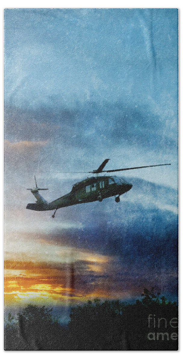 Helicopter Hand Towel featuring the photograph Blackhawk Helicopter by Jill Battaglia