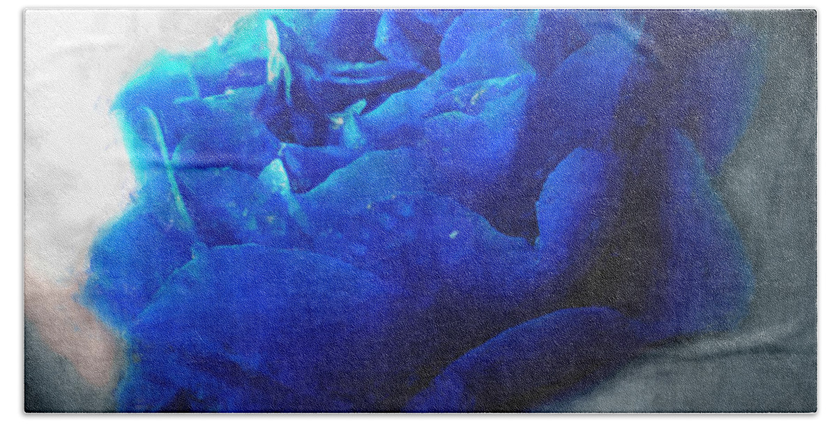  Bath Towel featuring the digital art Blue Rose by Debbie Portwood