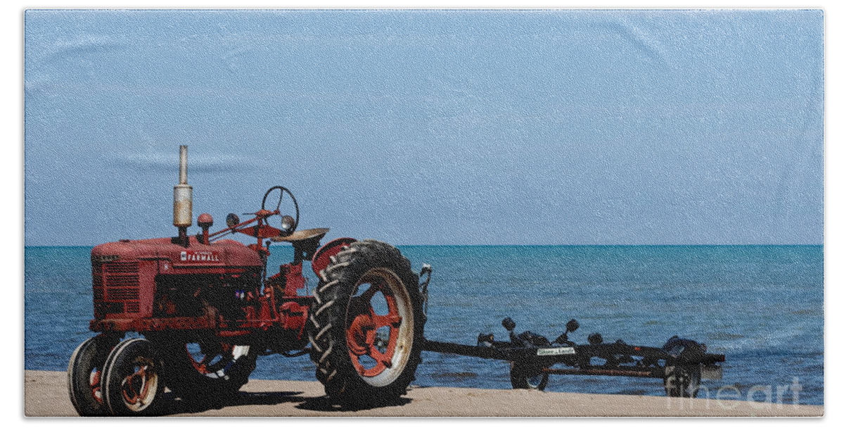 Farmall Hand Towel featuring the photograph Boat Trailer by Barbara McMahon