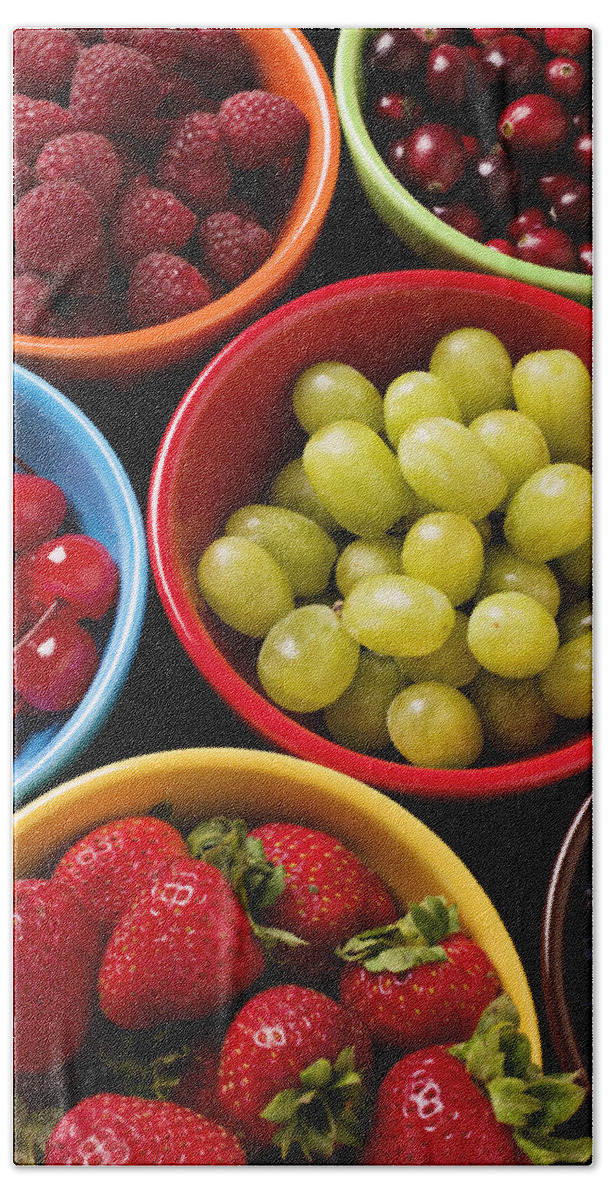 Fruit Bowls Bath Towel featuring the photograph Bowls of fruit by Garry Gay