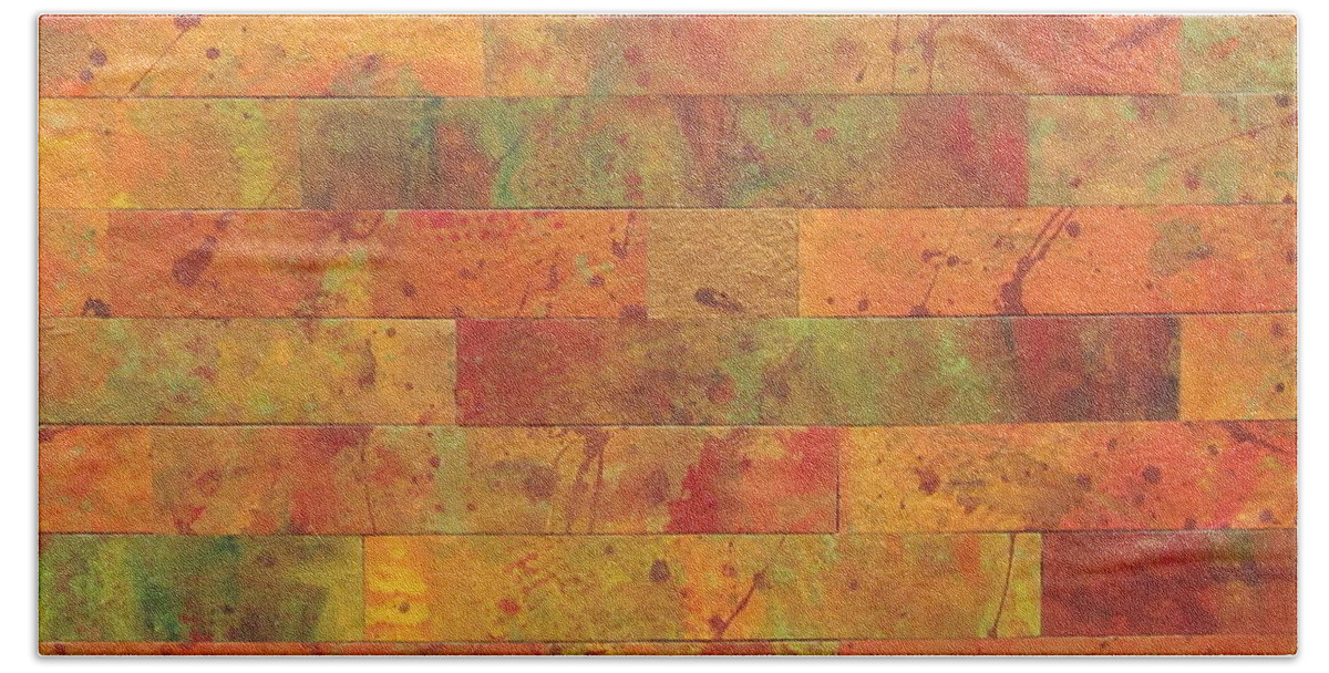 Abstract Bath Towel featuring the painting Brick Orange by Kathy Sheeran