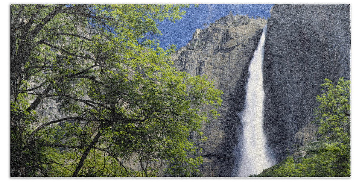 00171136 Bath Towel featuring the photograph Bridal Veil Falls Yosemite National by Tim Fitzharris