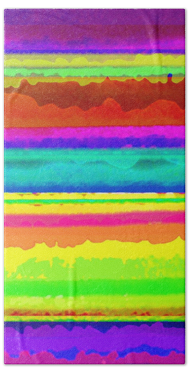 Bright Stripe (digital) By Louisa Knight (contemporary Artist) Bath Towel featuring the digital art Bright Stripe by Louisa Knight