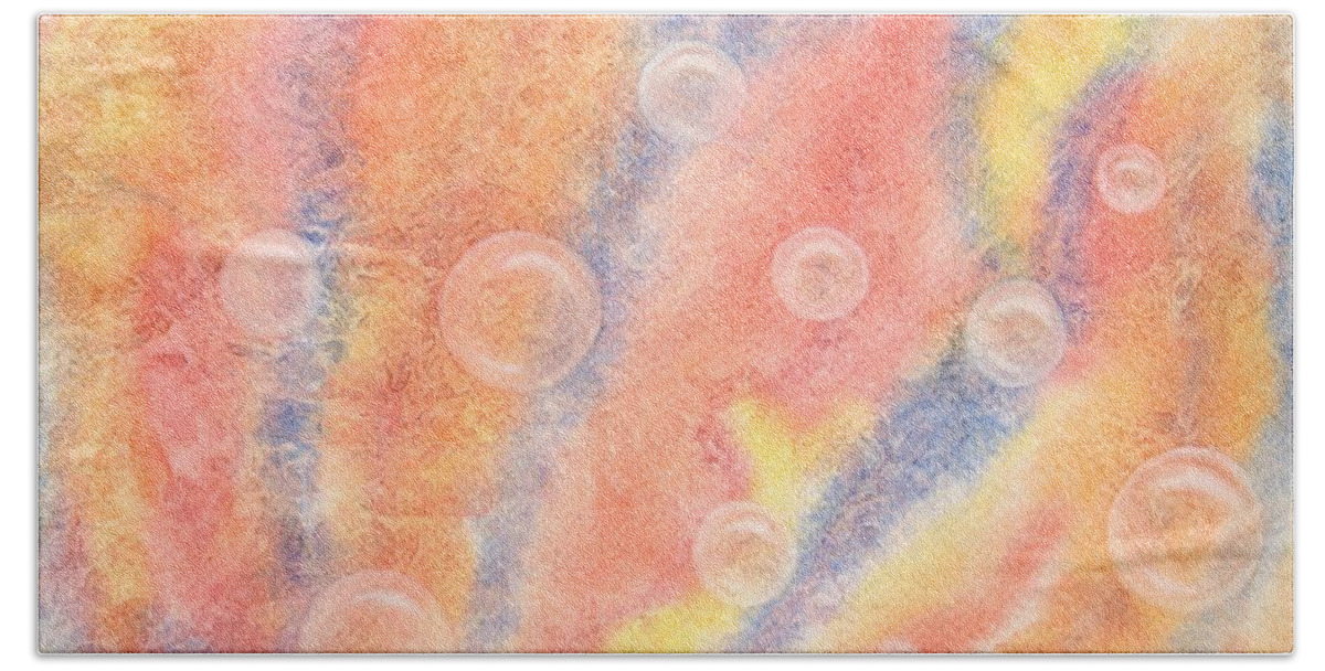 Abstract Watercolor Bath Towel featuring the painting Bubbles original abstract watercolor by Georgeta Blanaru
