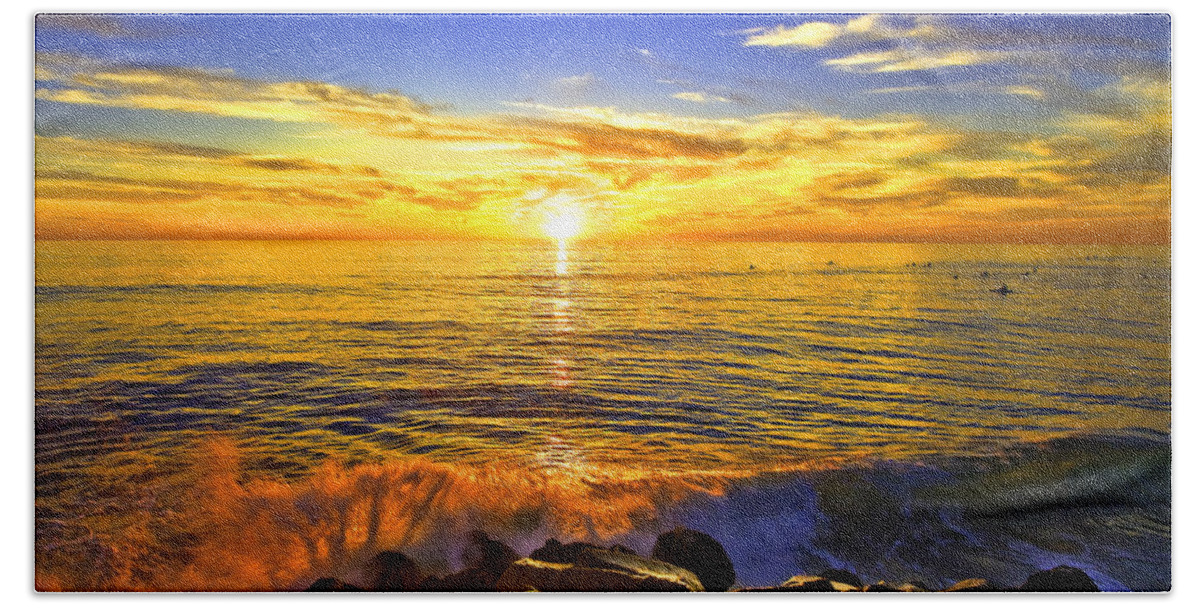 Sunset Bath Towel featuring the photograph California Sunset by Daniel Knighton