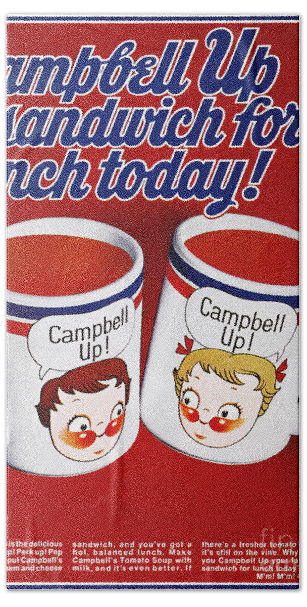 -domestic- Hand Towel featuring the photograph Campbells Soup Ad, 1969 by Granger
