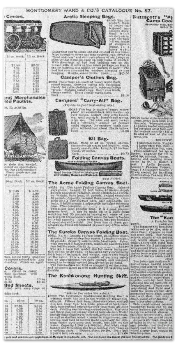 1895 Bath Towel featuring the photograph Camping Equipment, 1895 by Granger