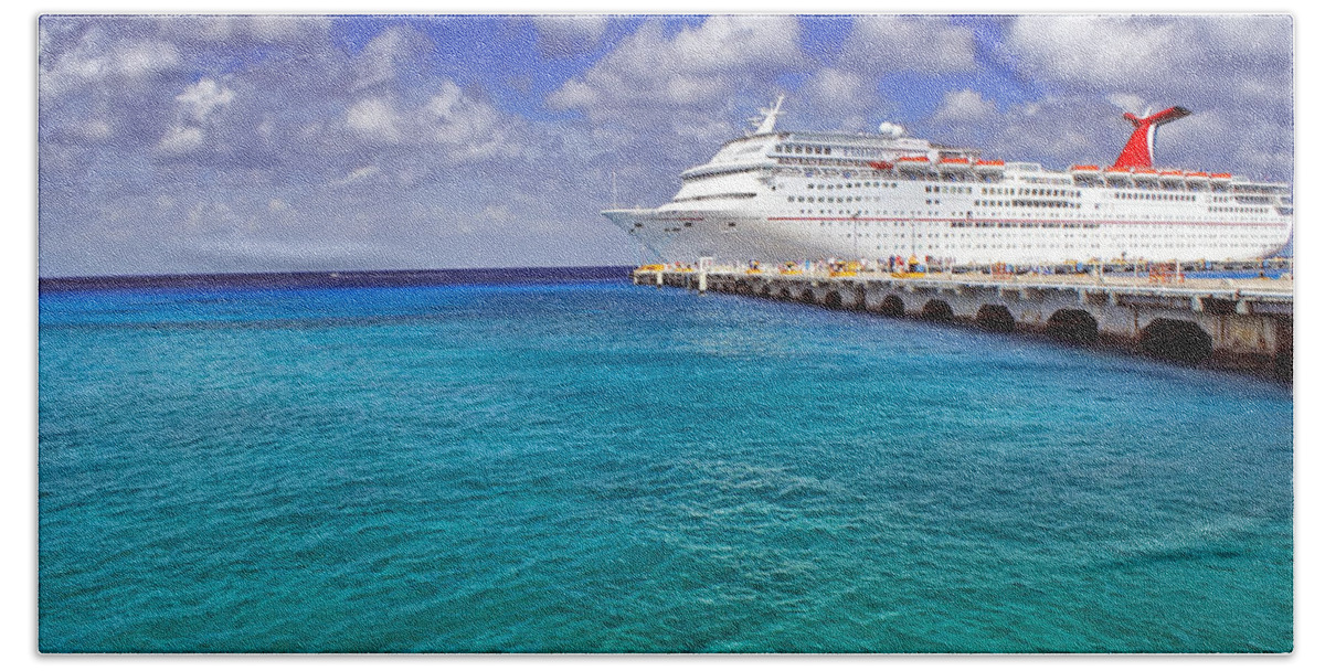 Cruise Bath Towel featuring the photograph Carnival Elation Docked at Cozumel by Jason Politte