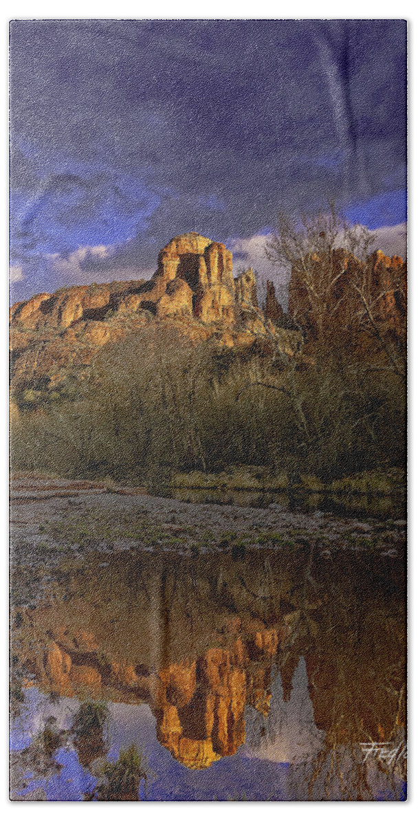 Oak Hand Towel featuring the photograph Cathedral Rocks from Red Rock State Park by Fred J Lord