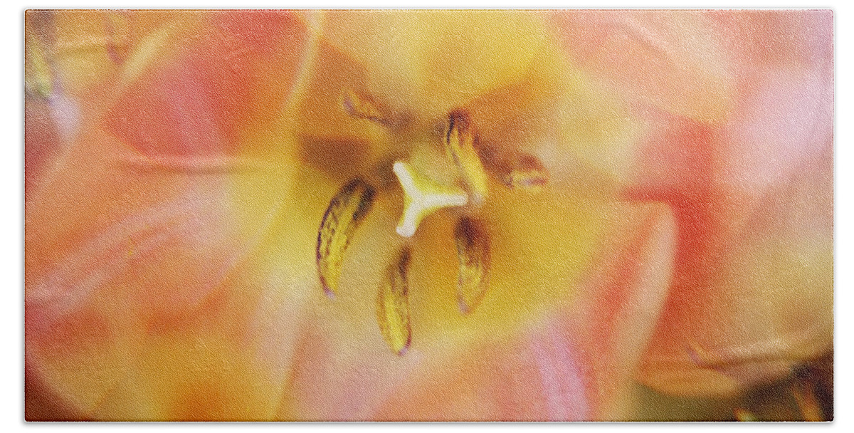 Surreal Hand Towel featuring the photograph Center of a Tulip's World by Marilyn Hunt