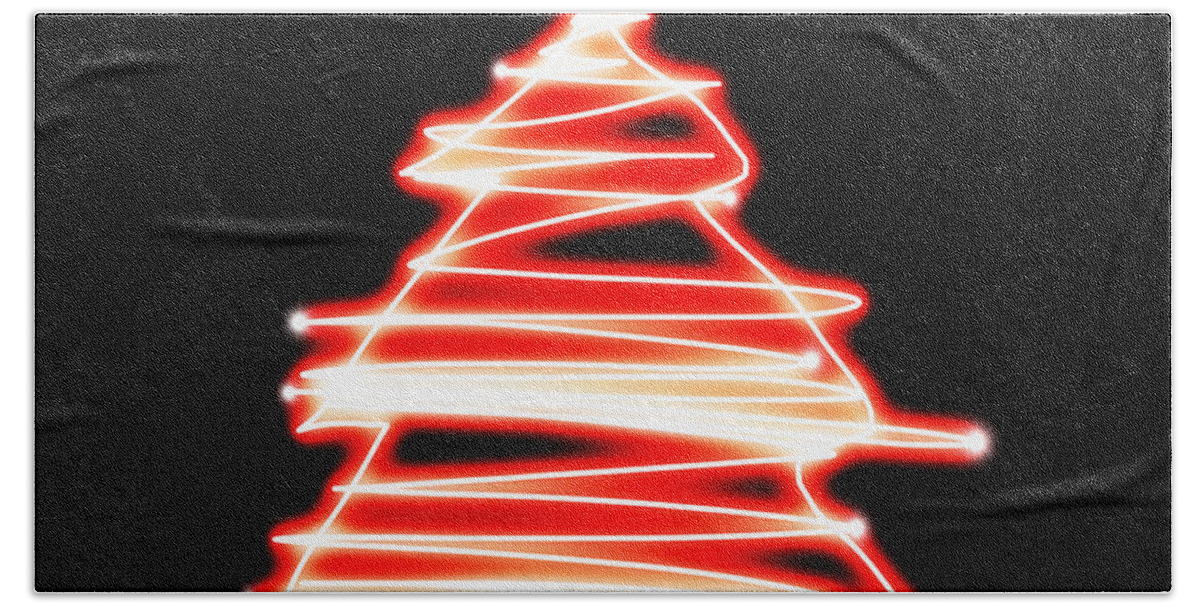 Abstract Hand Towel featuring the painting Christmas Tree Lighting by Setsiri Silapasuwanchai