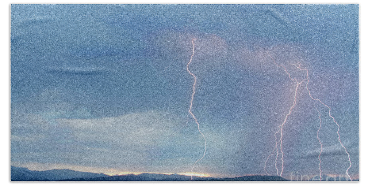 July Bath Towel featuring the photograph Colorado Rocky Mountains Foothills Lightning Strikes 2 by James BO Insogna