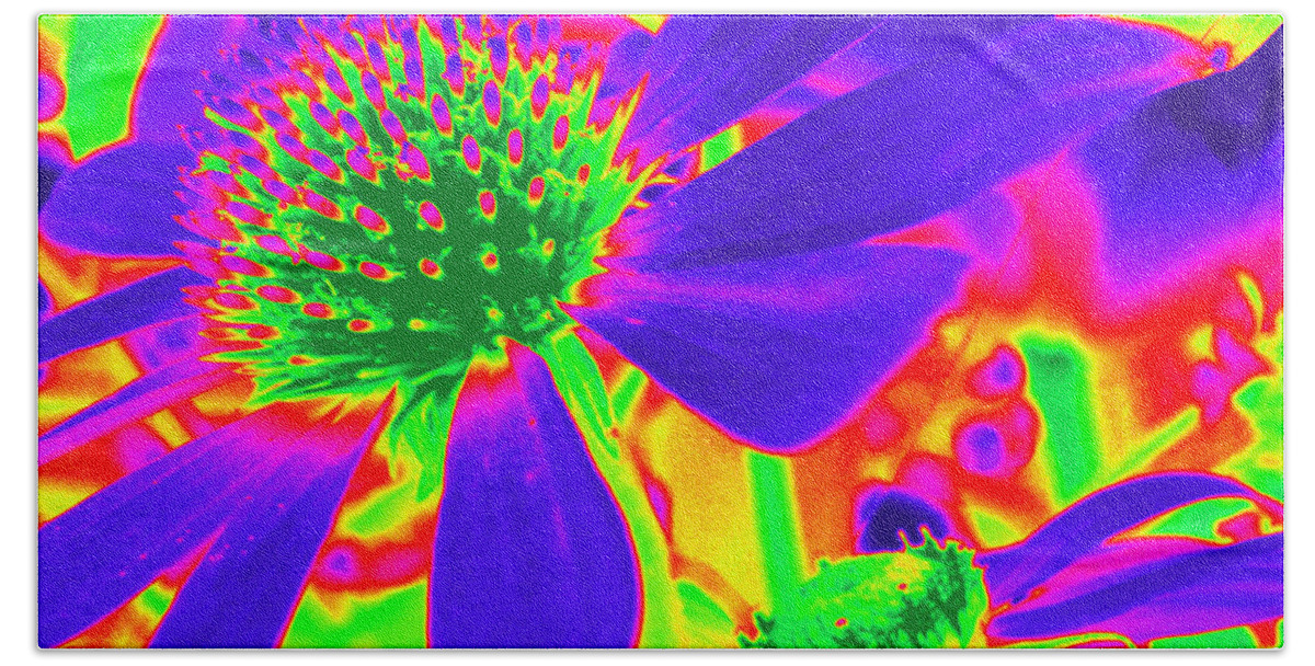Purple Cone Flowers Bath Towel featuring the photograph Cone Flowers Gone Wild by Kim Galluzzo