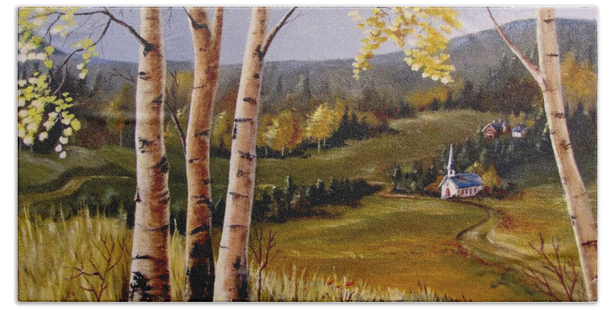 Country Church Bath Towel featuring the painting Country Church by Marilyn Smith