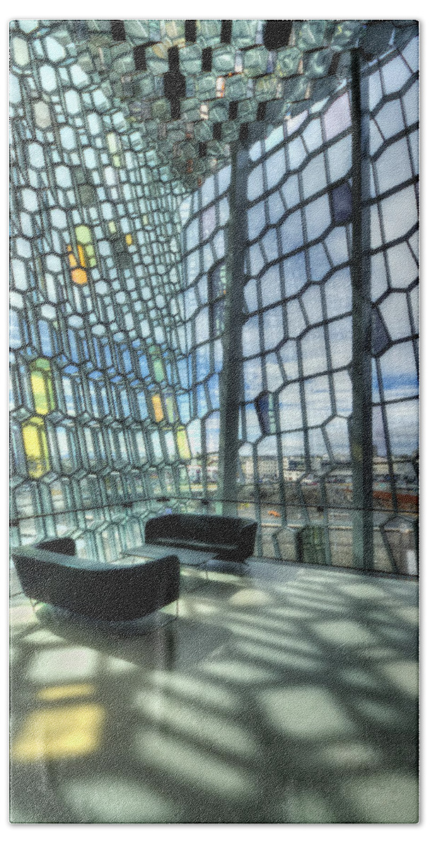 Harpa Hand Towel featuring the photograph Crystal Fantasy by Evelina Kremsdorf