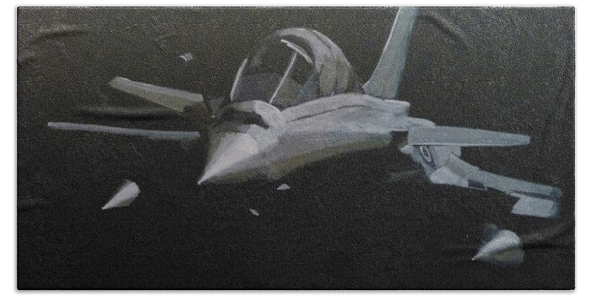 Aircraft Bath Towel featuring the painting Dassault Rafale by Richard Le Page