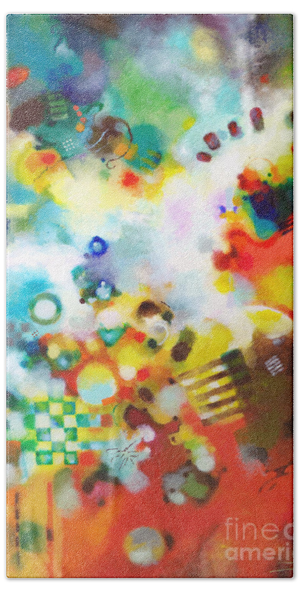 Sally Trace Bath Towel featuring the painting Dissolving Obstacles by Sally Trace