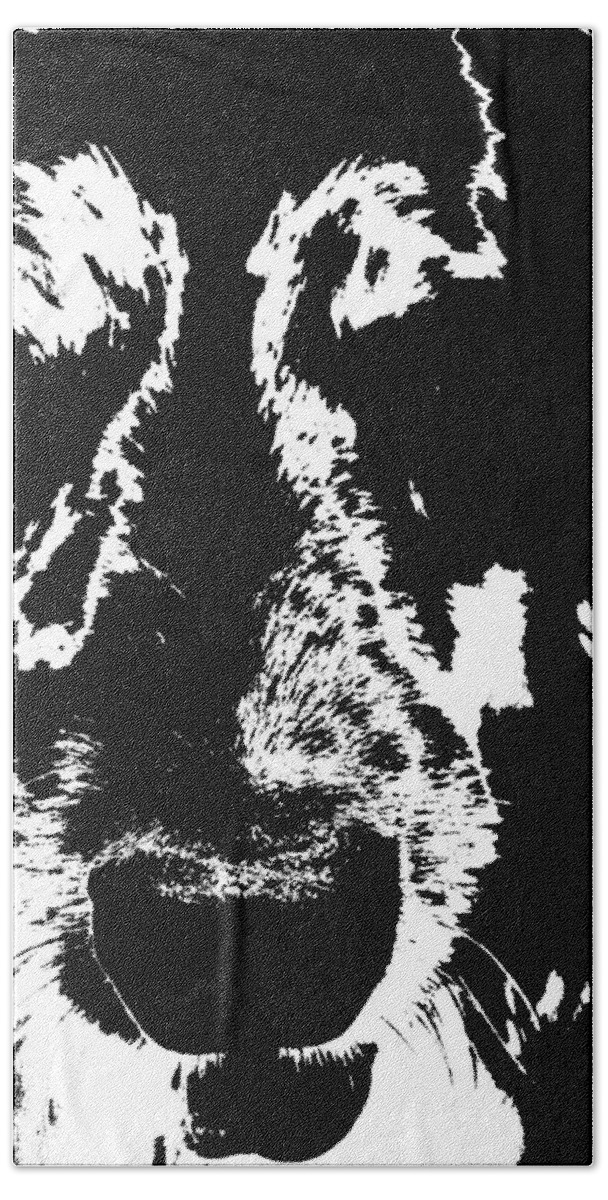 Black And White Hand Towel featuring the photograph Dog Abstract black and white by Renate Wesley