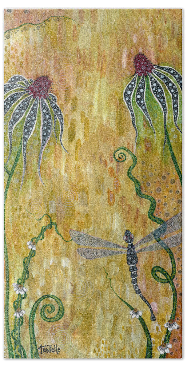 Dragonfly Hand Towel featuring the painting Dragonfly Safari by Tanielle Childers