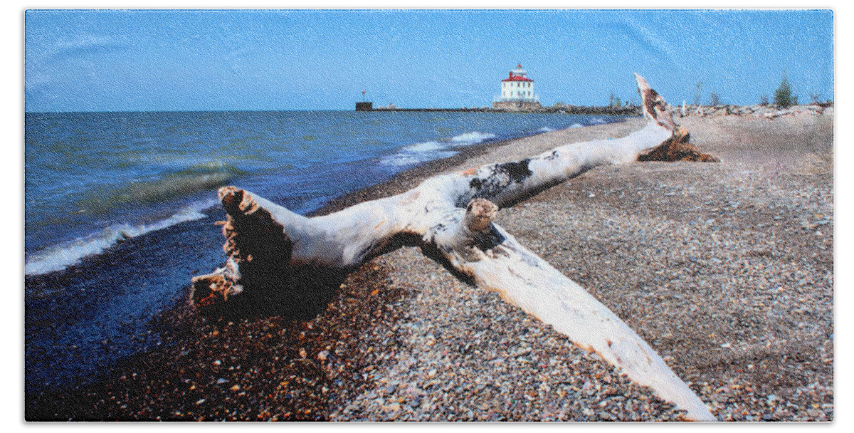 Erie Lake Bath Towel featuring the photograph Driftwood at Erie by Michelle Joseph-Long