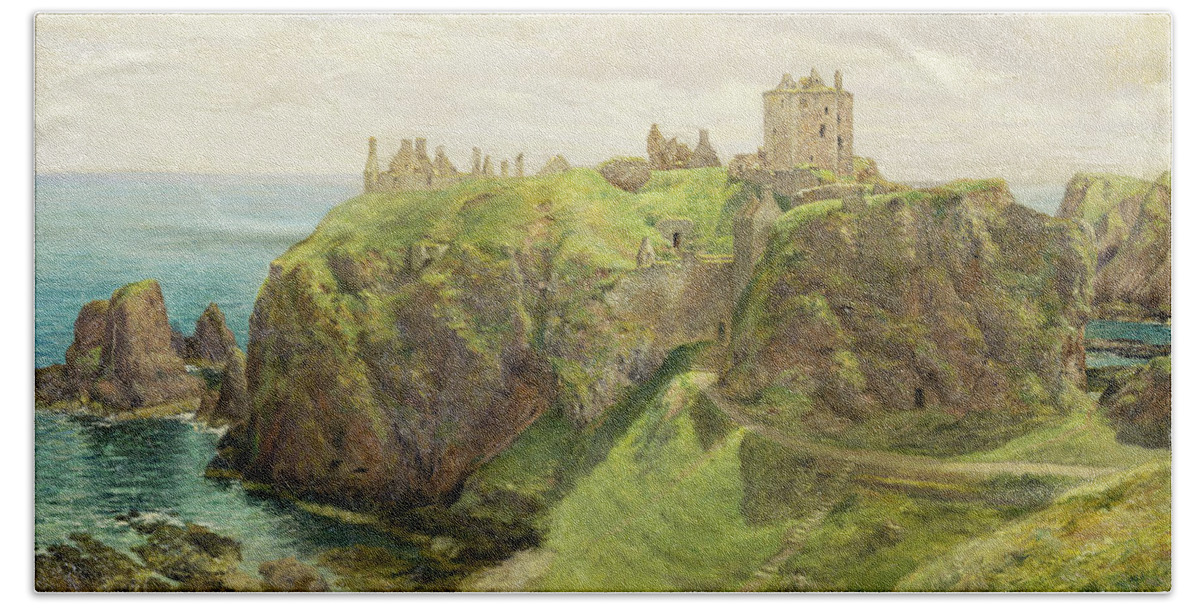 Cliffs Hand Towel featuring the painting Dunnottar Castle by George Reid