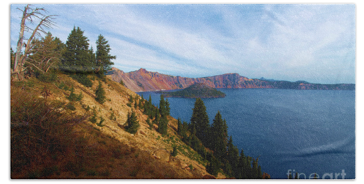 Crater Lake National Park Bath Towel featuring the photograph Edge Of The Crater by Adam Jewell